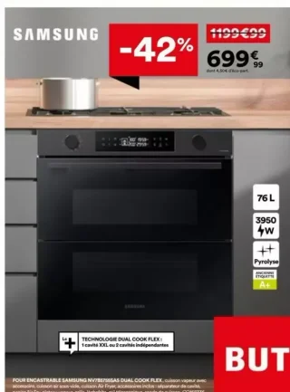 FOUR ENCASTRABLE SAMSUNG NV7B5755SAS DUAL COOK FLEX