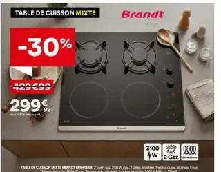Table de cuisson mixte BRANDT BPI6413BM