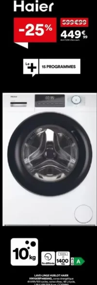 LAVE-LINGE HUBLOT HAIER HW100BP14929AG