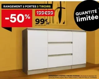 RANGEMENT 2 PORTES 3 TIROIRS SHINESSE