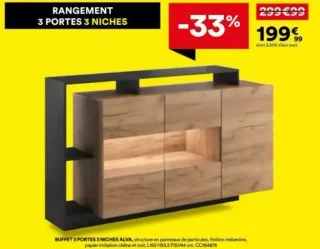 RANGEMENT 3 PORTES 3 NICHES ALVA