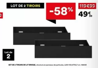 Lot de 2 tiroirs de lit Bridge