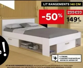 Lit avec rangements 140 cm Achille