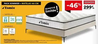 Pack Sommier + Matelas 140 cm Ysmée