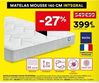 Matelas Mousse 140 cm Integral Bultex