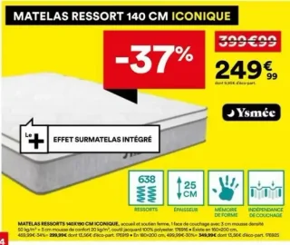 Matelas Ressorts 140 cm Iconique Ysmée