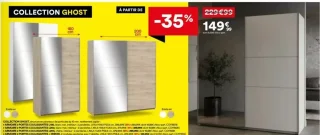Armoire 2 portes coulissantes + miroir Collection Ghost