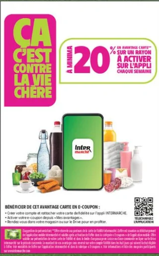 Avantage carte de 20% minimum sur un rayon à activer sur l'appli chaque semaine
