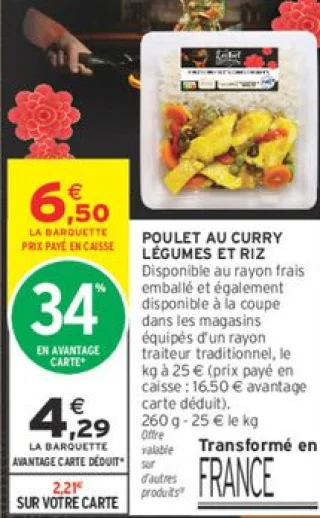 Poulet au curry légumes et riz Lechef Bistronome