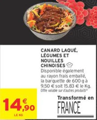Canard laqué, légumes et nouilles chinoises Lechef Bistronome
