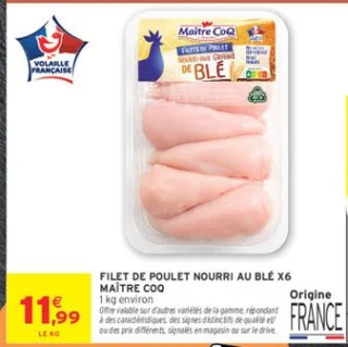 FILET DE POULET NOURRI AU BLÉ X6 MAÎTRE COQ