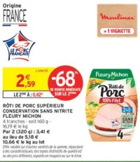 Rôti de Porc Supérieur Conservation Sans Nitrite Fleury Michon