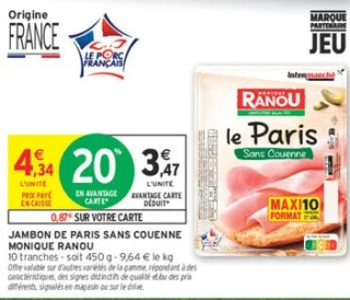 Jambon de Paris Sans Couenne Monique Ranou