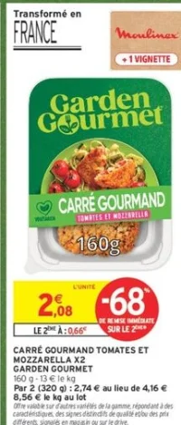 Carré Gourmand Tomates et Mozzarella x2 Garden Gourmet