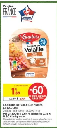 Lardons de volaille fumés Le Gaulois