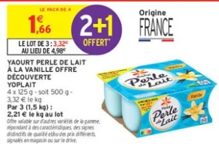 Yaourt Perle de Lait à la Vanille Offre Découverte Yoplait