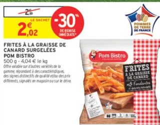 Frites à la graisse de canard surgelées Pom Bistro