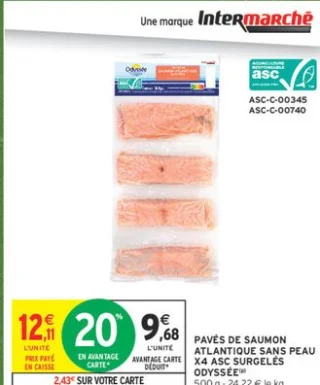 Pavés de saumon atlantique sans peau x4 ASC surgelés Odyssée