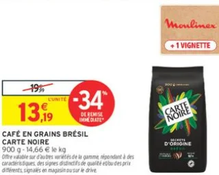 CAFÉ EN GRAINS BRÉSIL CARTE NOIRE
