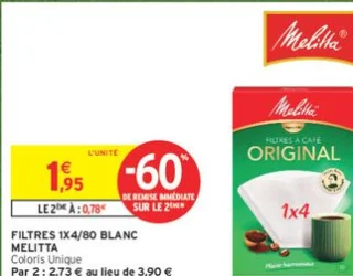Filtres 1x4/80 Blanc Melitta