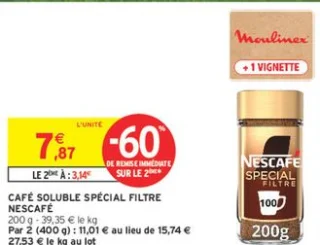 Café soluble spécial filtre Nescafé