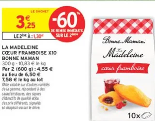 LA MADELEINE CŒUR FRAMBOISE X10 BONNE MAMAN