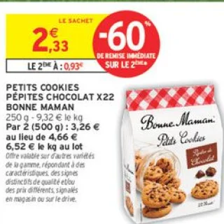 PETITS COOKIES PÉPITES CHOCOLAT X22 BONNE MAMAN