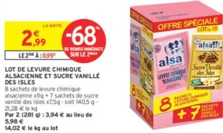 LOT DE LEVURE CHIMIQUE ALSACIENNE ET SUCRE VANILLÉ DES ISLES ALSA