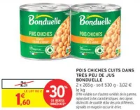 Pois chiches cuits dans très peu de jus Bonduelle