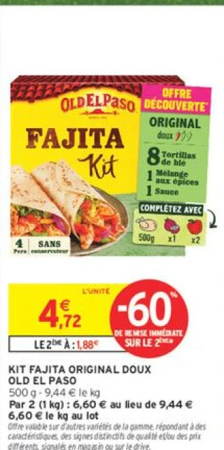 Kit Fajita Original Doux Old El Paso