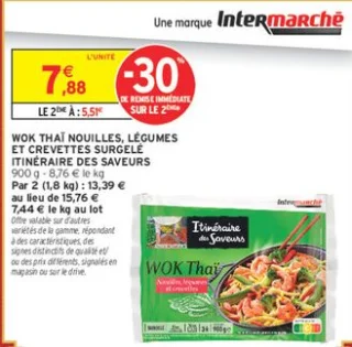 Wok Thaï Nouilles, Légumes et Crevettes Surgelé Itinéraire des Saveurs