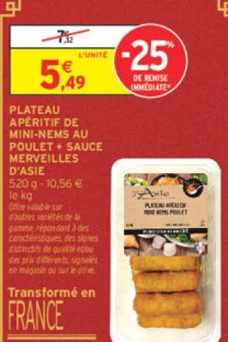 Plateau Apéritif de Mini-Nems au Poulet + Sauce Merveilles d'Asie