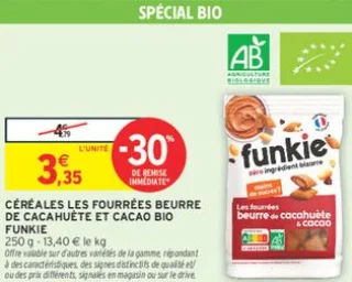 Céréales les fourrées beurre de cacahuète et cacao bio Funkie