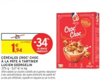 Céréales Croc' Choc à la pâte à tartiner Lucien Georgelin