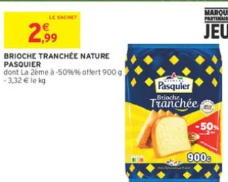Brioche tranchée nature Pasquier
