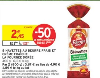 8 NAVETTES AU BEURRE FRAIS ET CRÈME FRAÎCHE LA FOURNÉE DORÉE