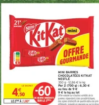 Mini barres chocolatées Kitkat Nestlé