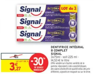 Dentifrice Intégral 8 Complet Signal Lot de 3