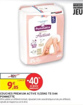Couches Premium Active 11/25kg T5 X44 Pommette