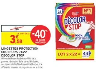 Lingettes Protection Couleurs 2x22 Decolor Stop