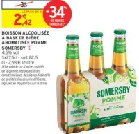 Boisson alcoolisée à base de bière aromatisée Pomme Somersby