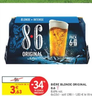 BIÈRE BLONDE ORIGINAL 8.6