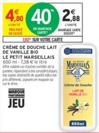 CRÈME DE DOUCHE LAIT DE VANILLE BIO LE PETIT MARSEILLAIS