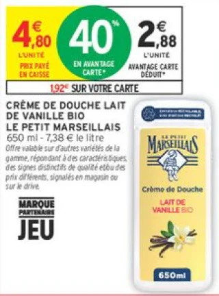 CRÈME DE DOUCHE LAIT DE VANILLE BIO LE PETIT MARSEILLAIS