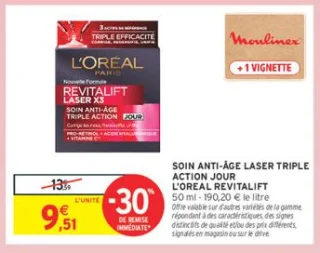 SOIN ANTI-ÂGE LASER TRIPLE ACTION JOUR L'OREAL REVITALIFT
