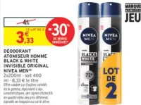 DÉODORANT ATOMISEUR HOMME BLACK & WHITE INVISIBLE ORIGINAL NIVEA MEN