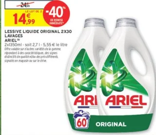 Lessive liquide Original 2x30 lavages Ariel