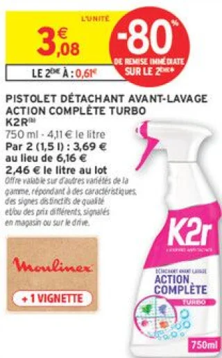 Pistolet détachant avant-lavage Action Complète Turbo K2R
