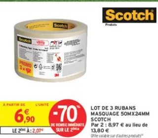 Lot de 3 Rubans Masquage 50mx24mm Scotch