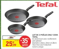 Lot de 3 poêles Only Cook Tefal